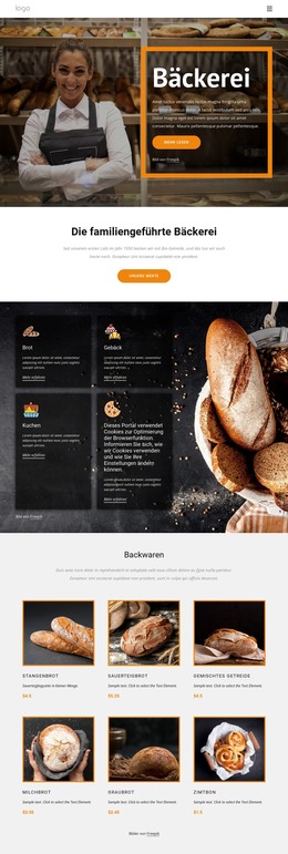 Die Familiengeführte Bäckerei – HTML-Website-Layout