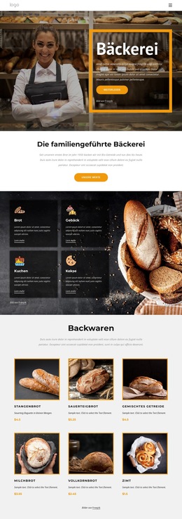 CSS-Vorlage Für Die Familiengeführte Bäckerei