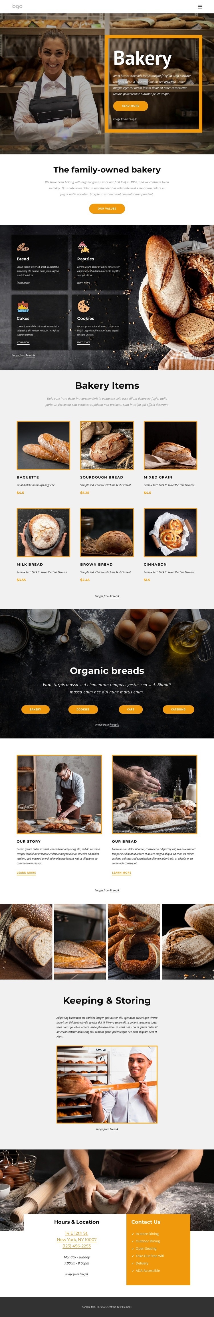 The family-owned bakery Homepage Design