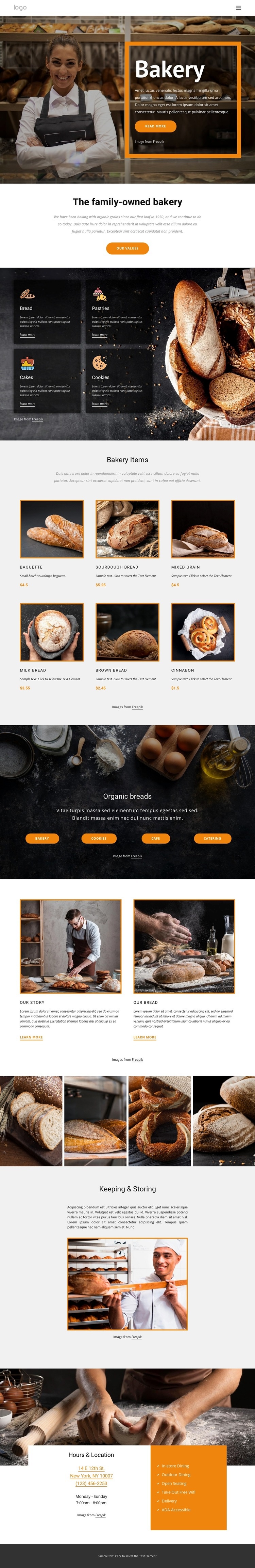 The family-owned bakery Homepage Design