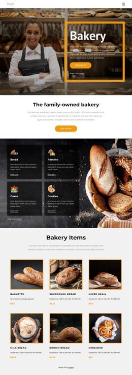 Css Template For The Family-Owned Bakery