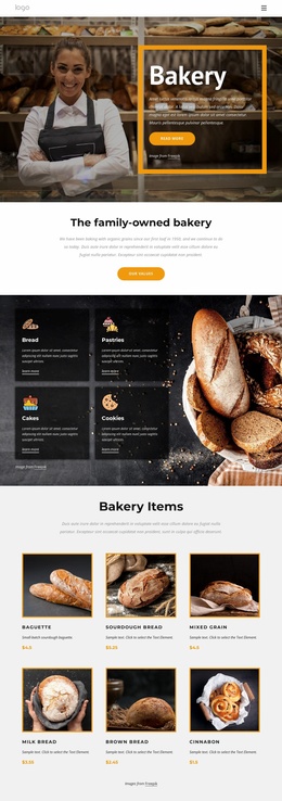 Product Landing Page For The Family-Owned Bakery