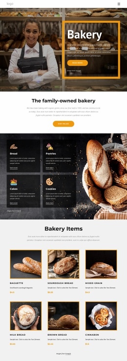 The Family-Owned Bakery - HTML Website Layout