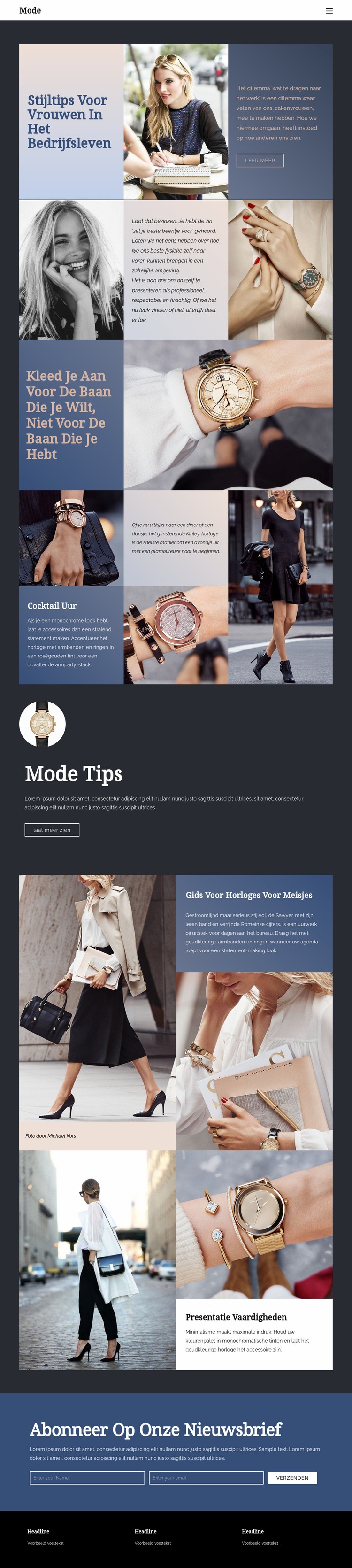 Tips om te slagen in de mode Website mockup