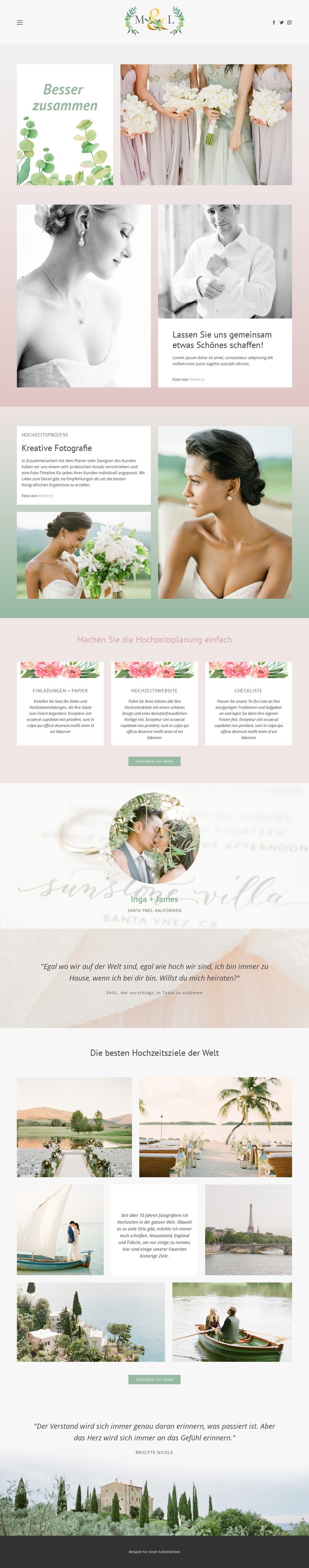 Beste Fotos für die Hochzeit Website design