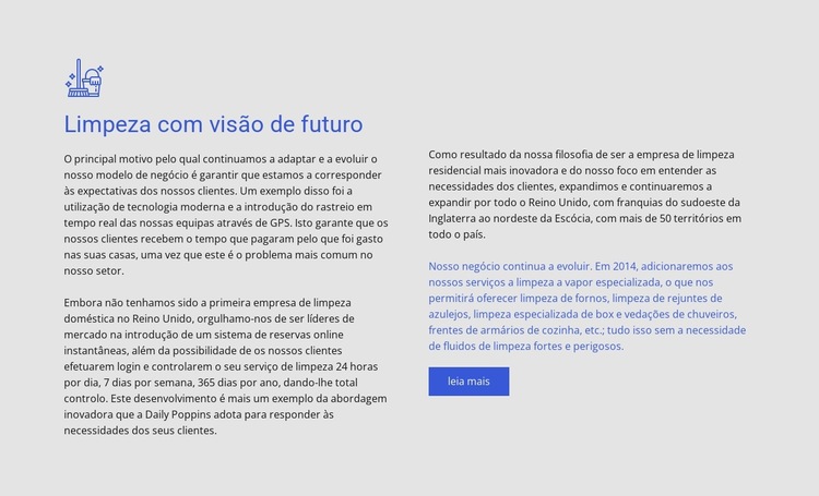 Limpeza com visão de futuro Modelo de site