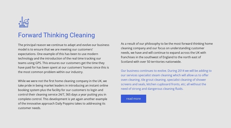 Forward thinking cleaning Landing Page