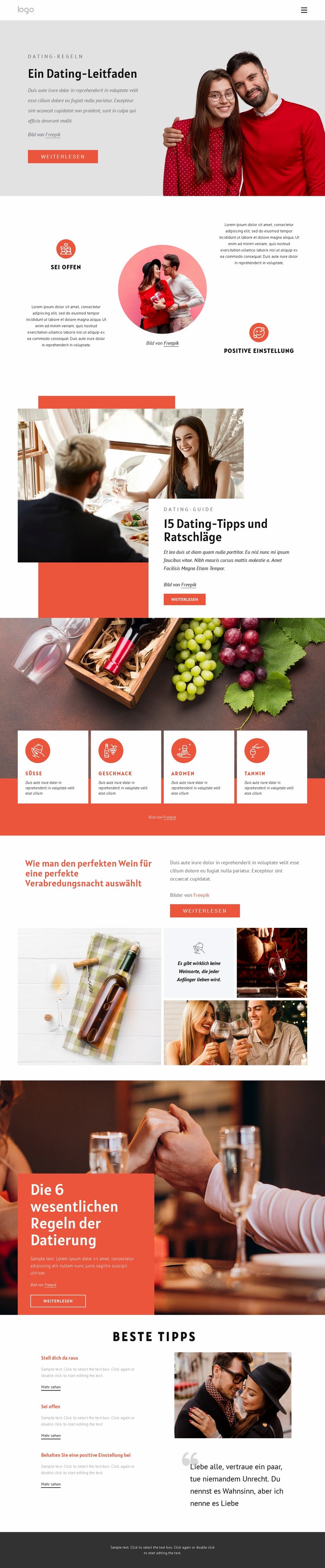 Dating-Leitfaden Website design