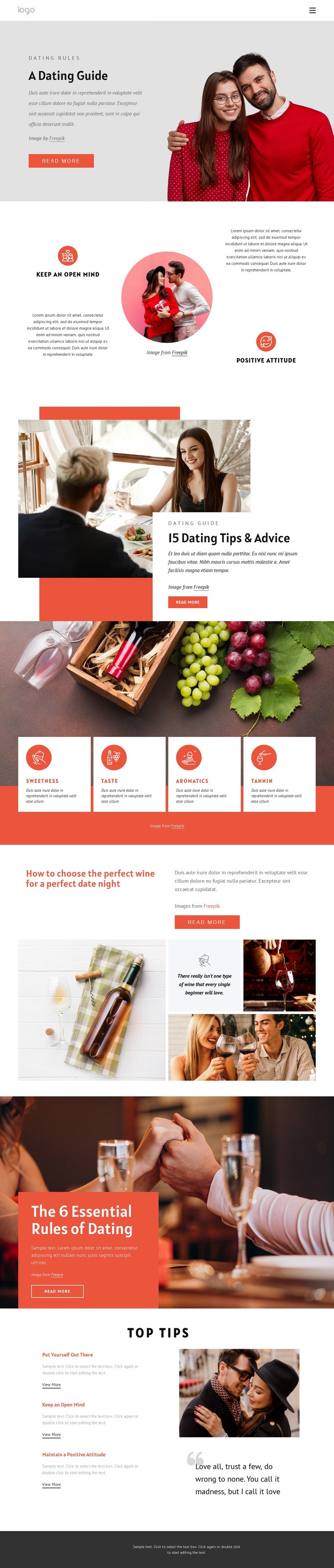 Dating guide Homepage Design