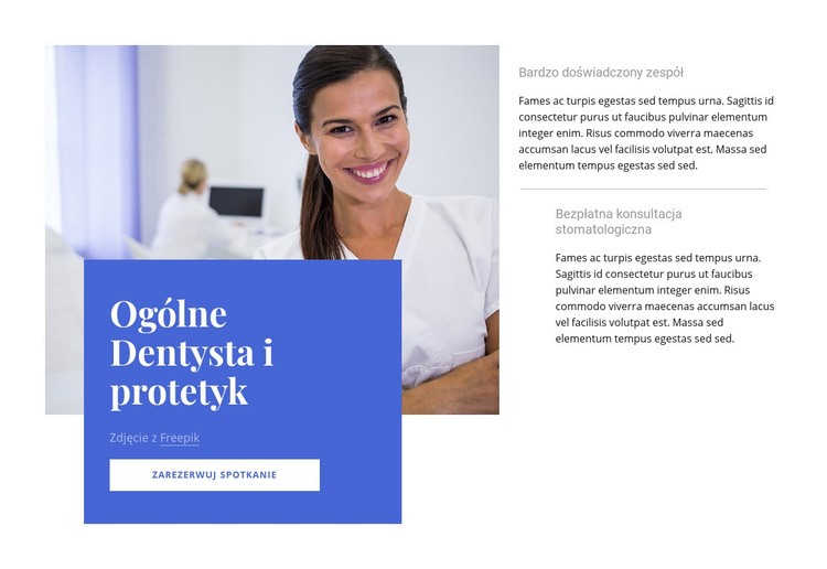 Dentysta ogólny Makieta strony internetowej