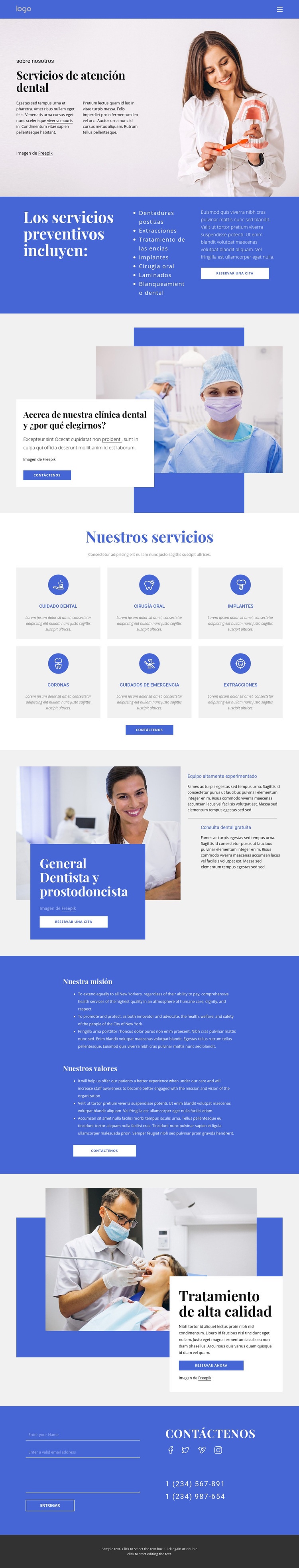 Dentista y prostodoncia Creador de sitios web HTML