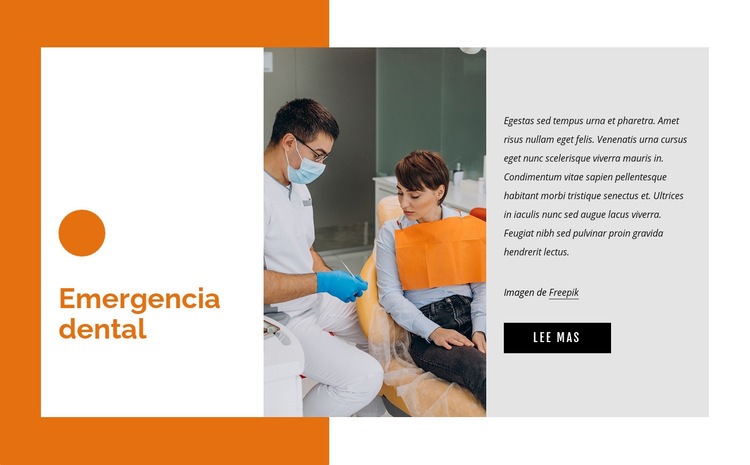 Emergencia dental Maqueta de sitio web