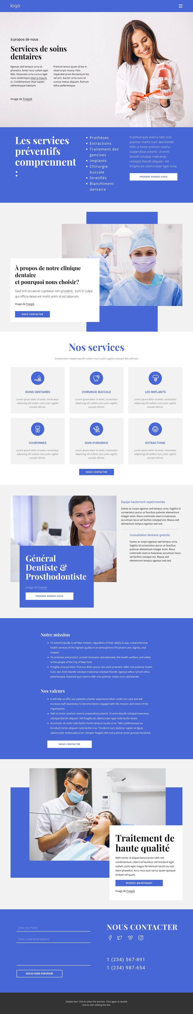 Dentiste et prosthodontie Modèle HTML5