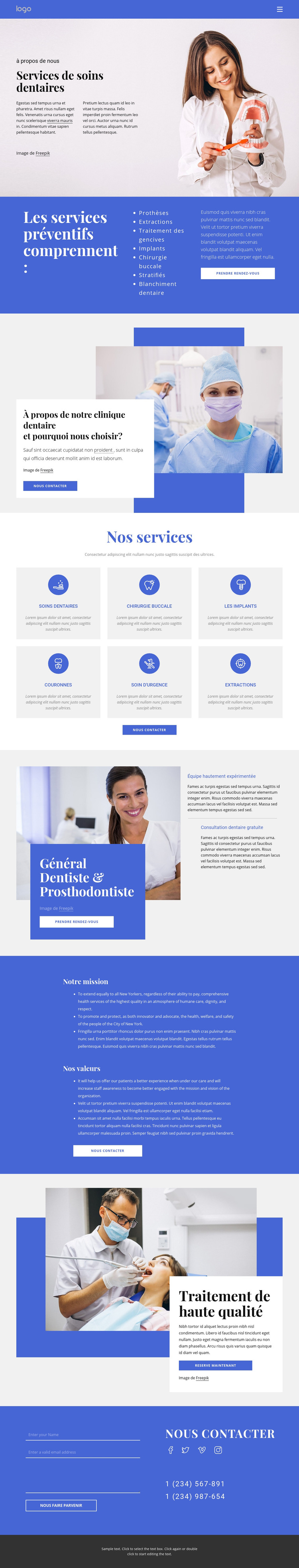 Dentiste et prosthodontie Modèle de site Web