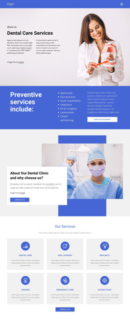 Dentist And Prosthodontics - Single Page HTML5 Template