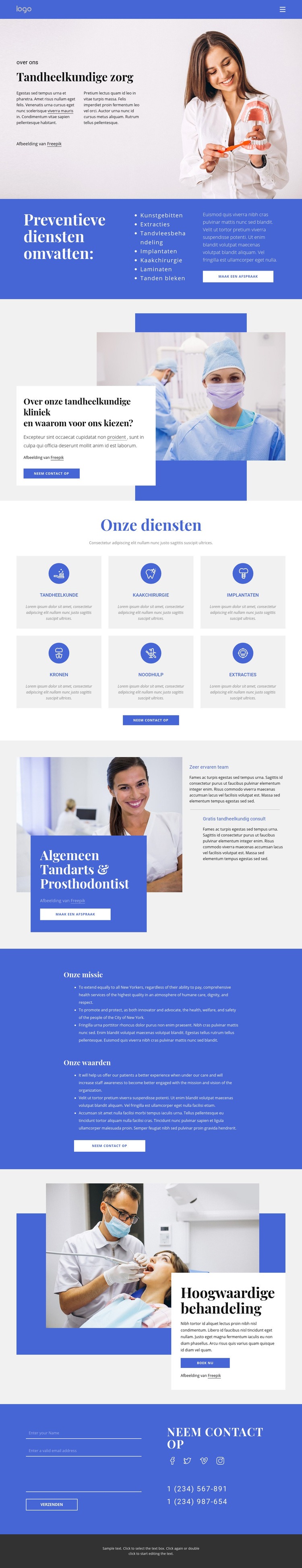 Tandarts en prosthodontie Website ontwerp