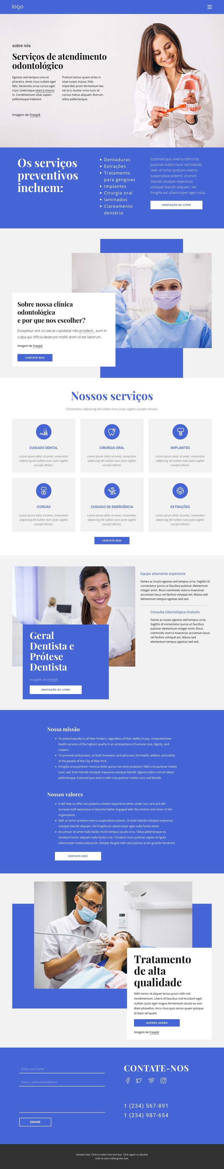 Dentista e Prótese Dentária Construtor de sites HTML