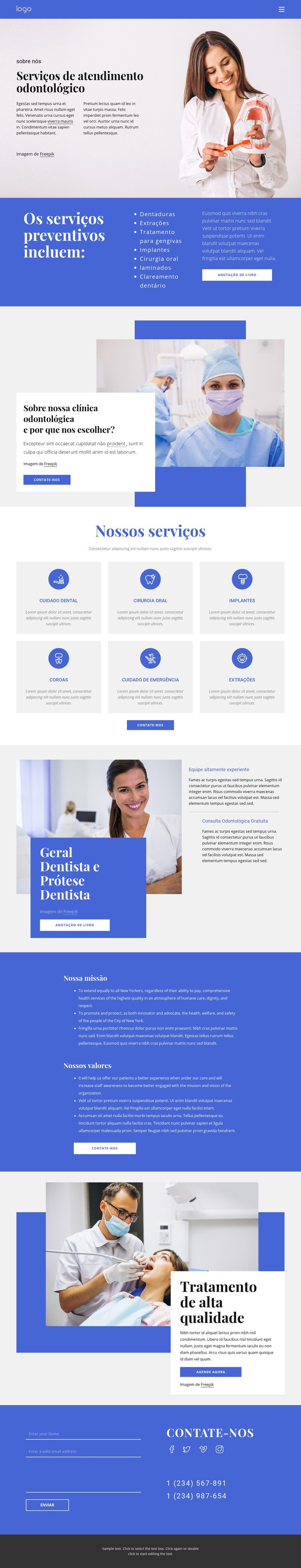 Dentista e Prótese Dentária Modelos de construtor de sites