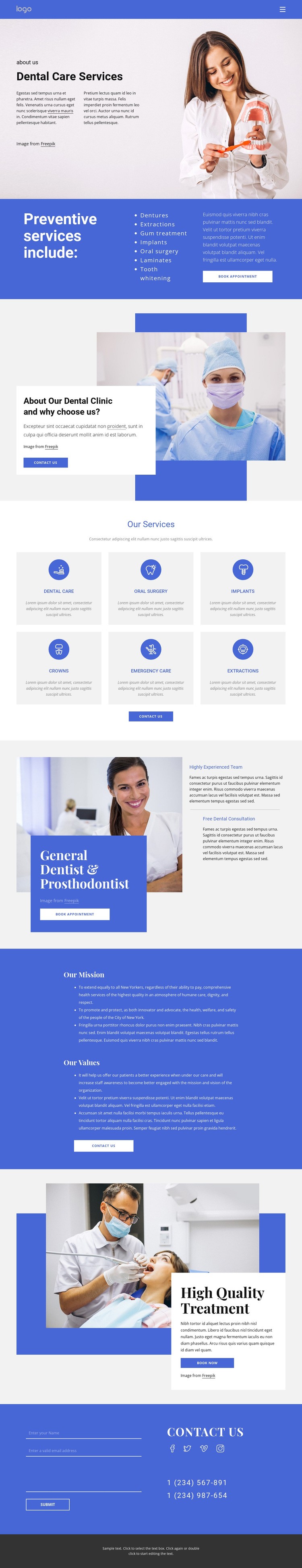 Dentist and prosthodontics Wix Template Alternative