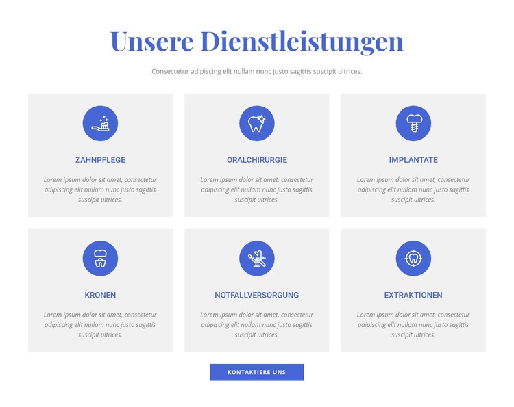 Zahnklinik Dienstleistungen Landing Page