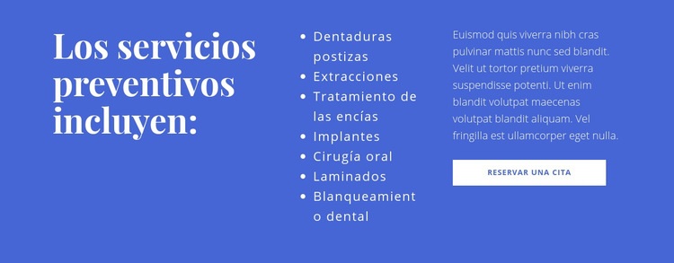 Encabezado y lista Plantillas de creación de sitios web