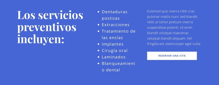 Encabezado y lista Diseño de páginas web