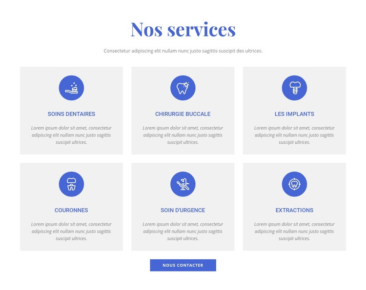 Services de clinique dentaire Maquette de site Web