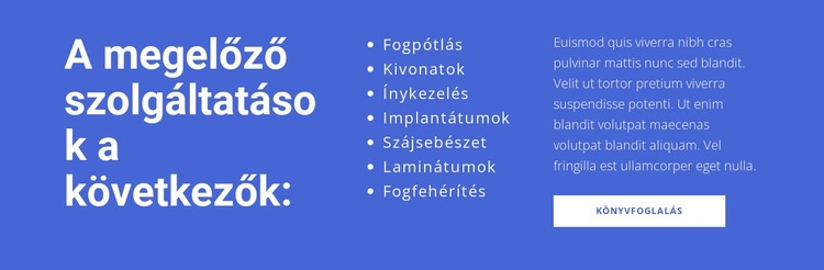 Fejléc és lista HTML Sablon