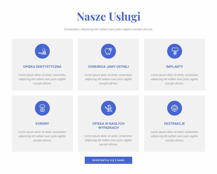 Usługi kliniki dentystycznej Kreator witryn internetowych HTML