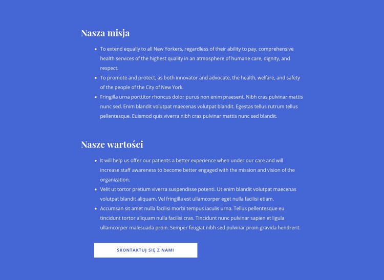 Nasza misja i wartości Makieta strony internetowej