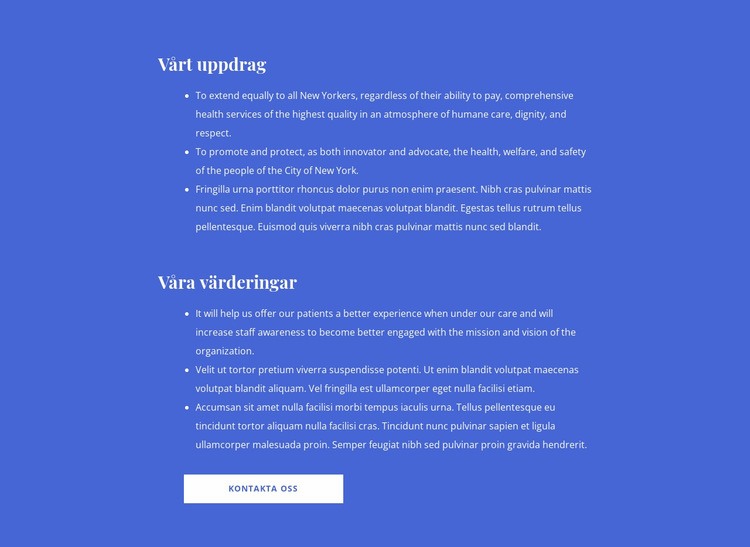 Vårt uppdrag och värderingar CSS -mall