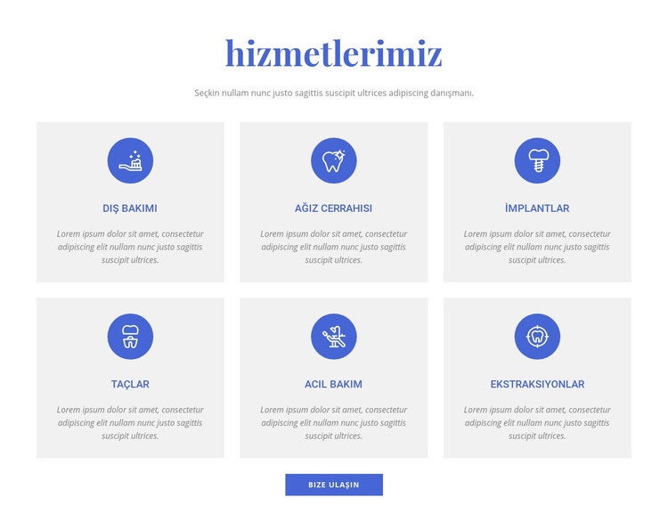 Diş kliniği hizmetleri Html Web Sitesi Oluşturucu