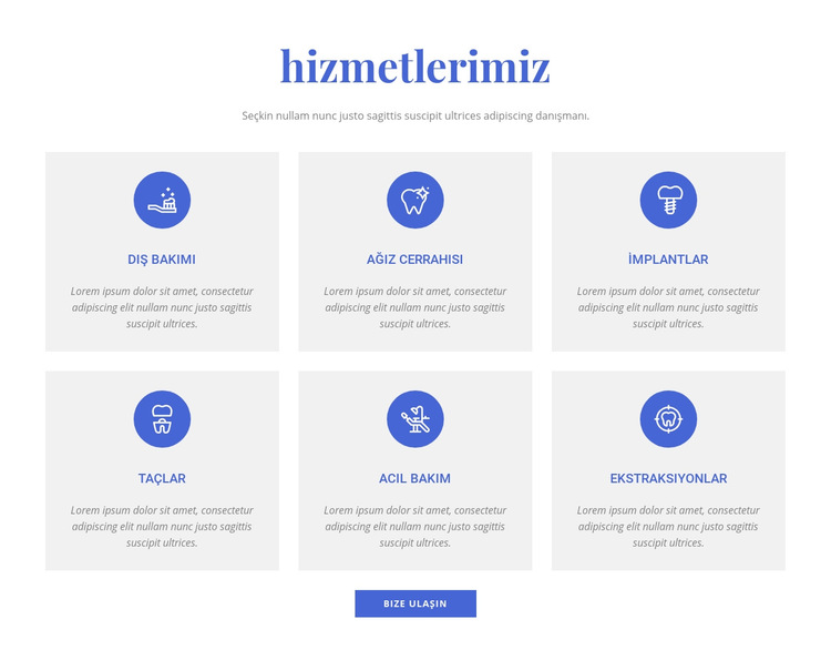 Diş kliniği hizmetleri Web Sitesi Şablonu