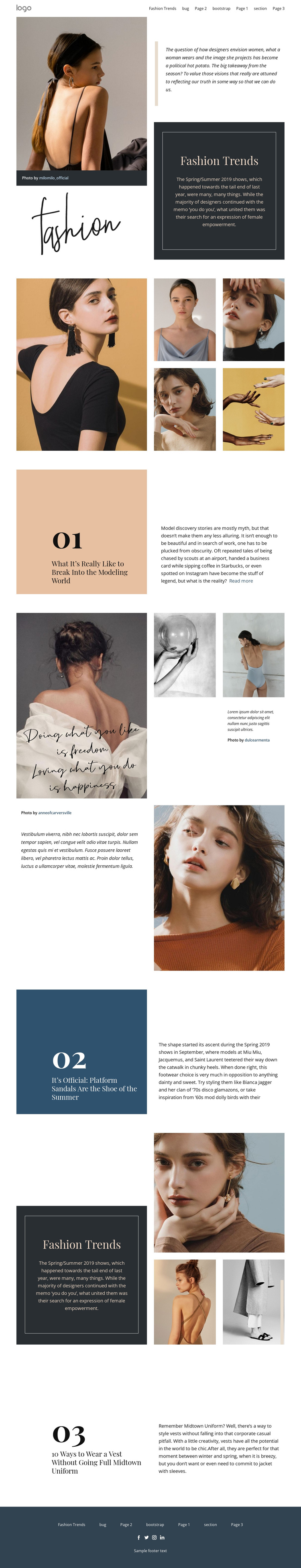 Designer vision of fashion One Page Template