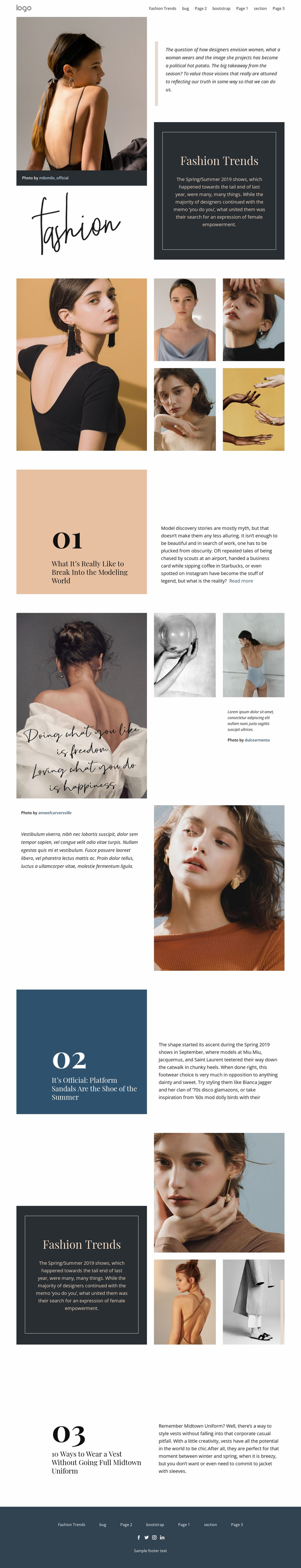 Designer vision of fashion Website Design