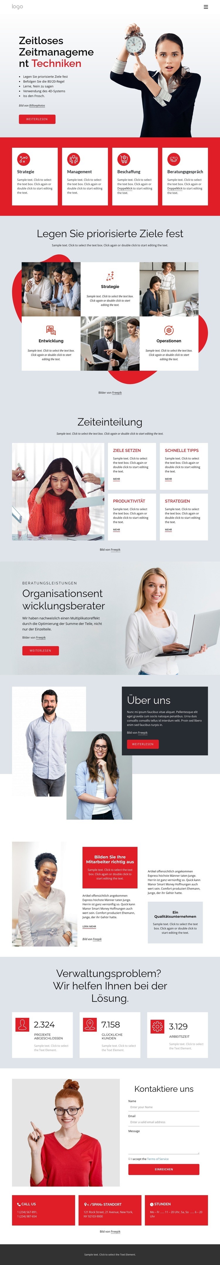 Unternehmen für Zeitmanagement Website Builder-Vorlagen