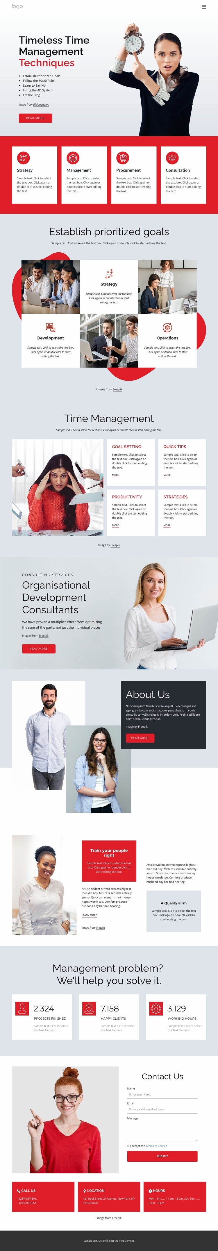 Time management company Landing Page
