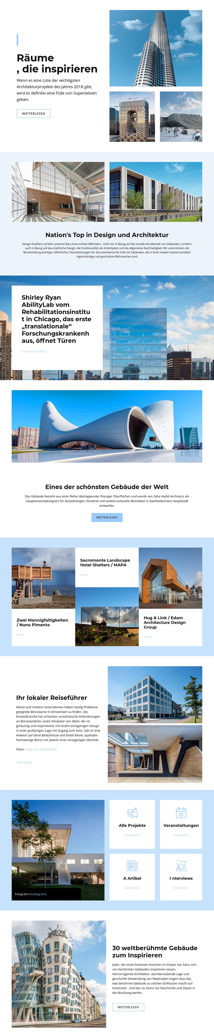 Weltraum-inspirierte Architektur Website-Vorlage