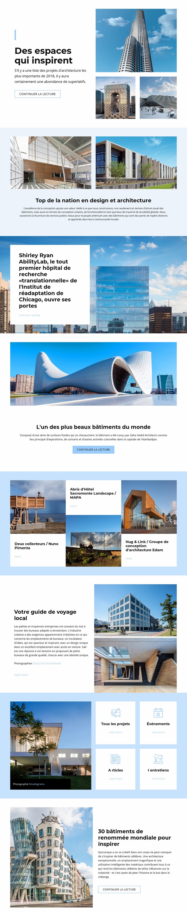 Architecture inspirée de l'espace Maquette de site Web