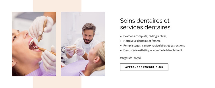 Soins dentaires et services dentaires Modèle de site Web