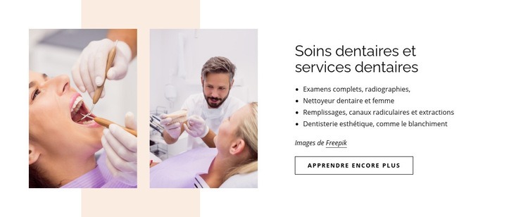 Soins dentaires et services dentaires Modèle d'une page