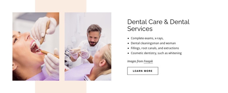 Dental care and dental services Homepage Design