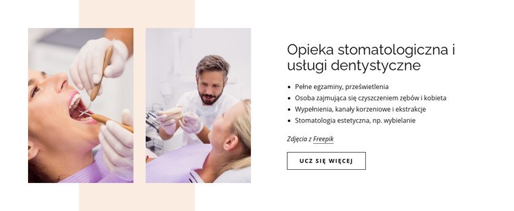 Opieka stomatologiczna i usługi dentystyczne Kreator witryn internetowych HTML