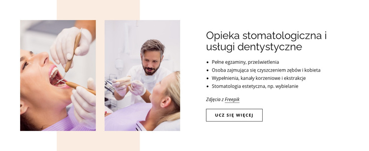 Opieka stomatologiczna i usługi dentystyczne Szablon witryny sieci Web