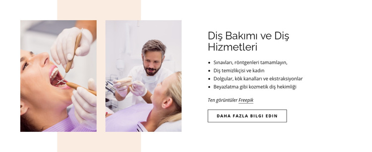 Diş bakımı ve diş hizmetleri Web Sitesi Şablonu