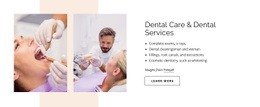 Dental Care And Dental Services Web Page Design