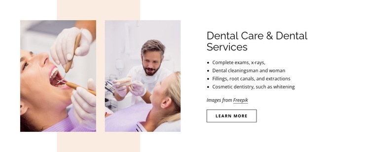Dental care and dental services Web Page Design