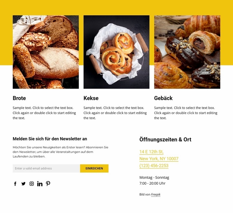 Frisches, handgemachtes Brot HTML Website Builder