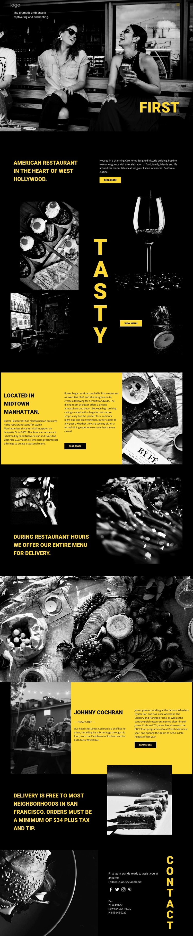 World's best restaurant One Page Template