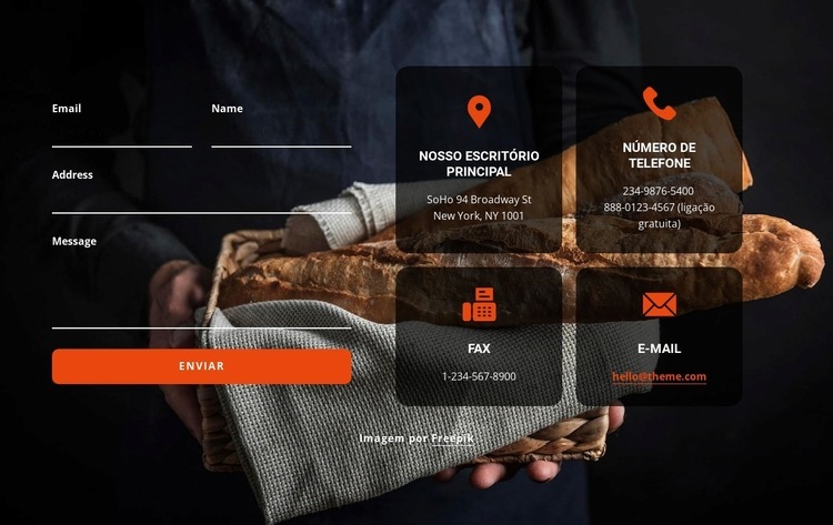 Contatos da padaria Modelos de construtor de sites